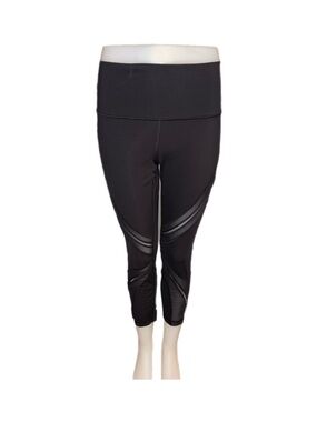 lululemon athletica Black High-Waist Capri Leggings with Sheer Insets